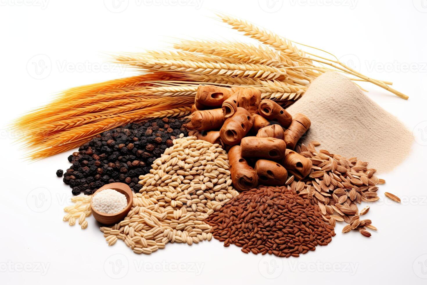 AI generated seeds and fiber food mix close up photo