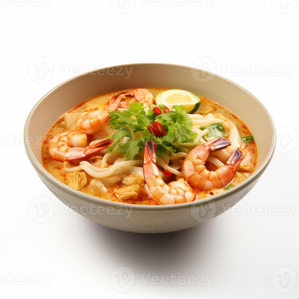 AI generated laksa soup closeup photo