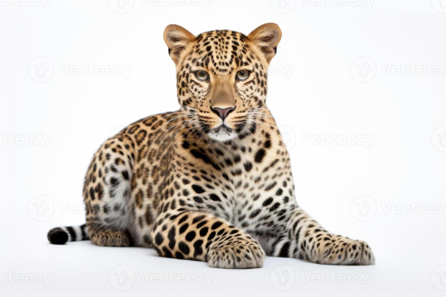 AI generated leopard isolated on plain background photo