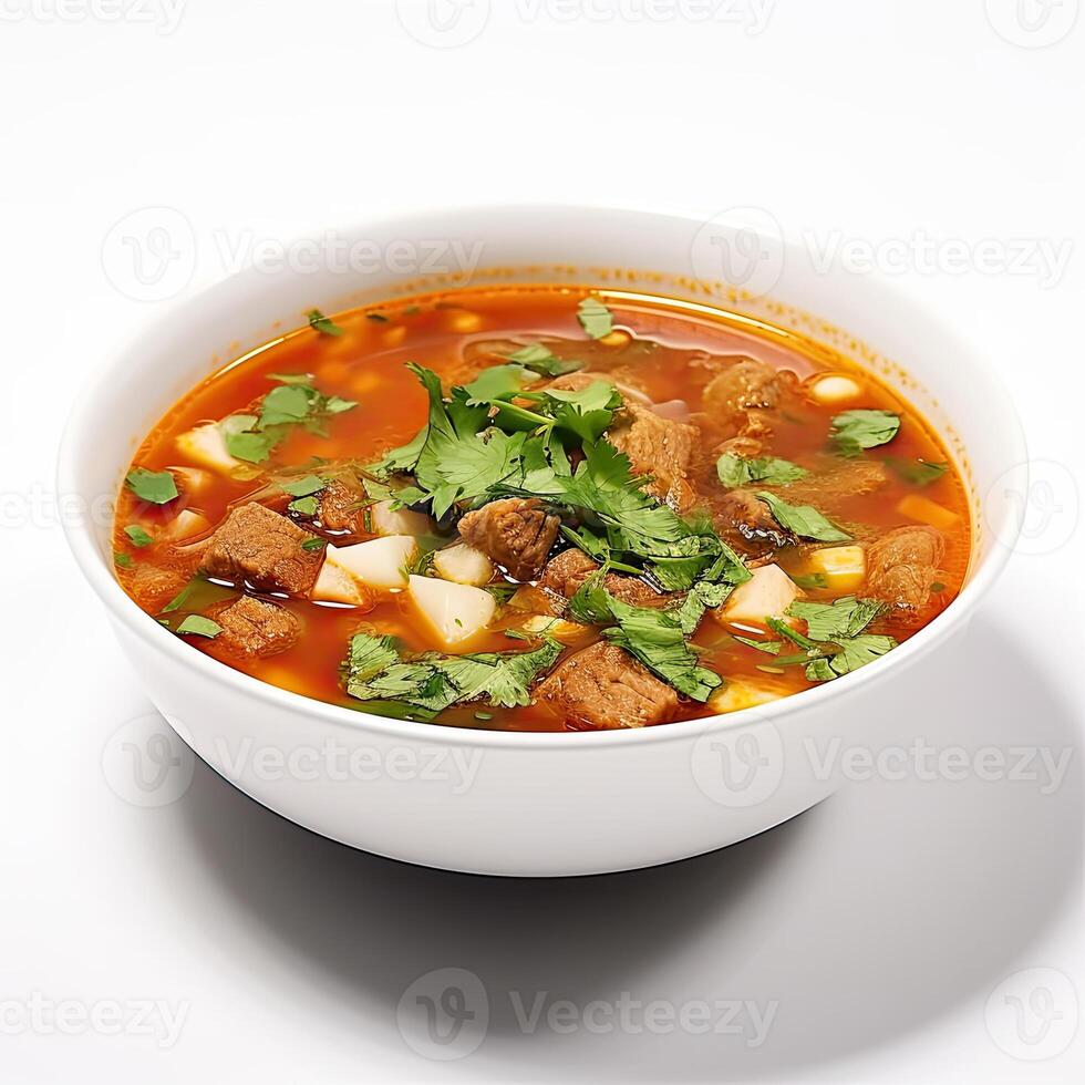 AI generated Posole soup closeup photo