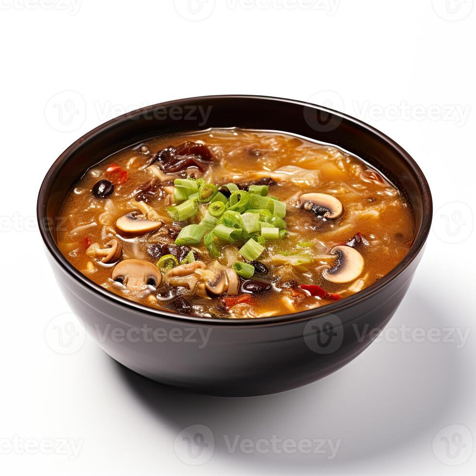 AI generated Hot and sour soup closeup photo