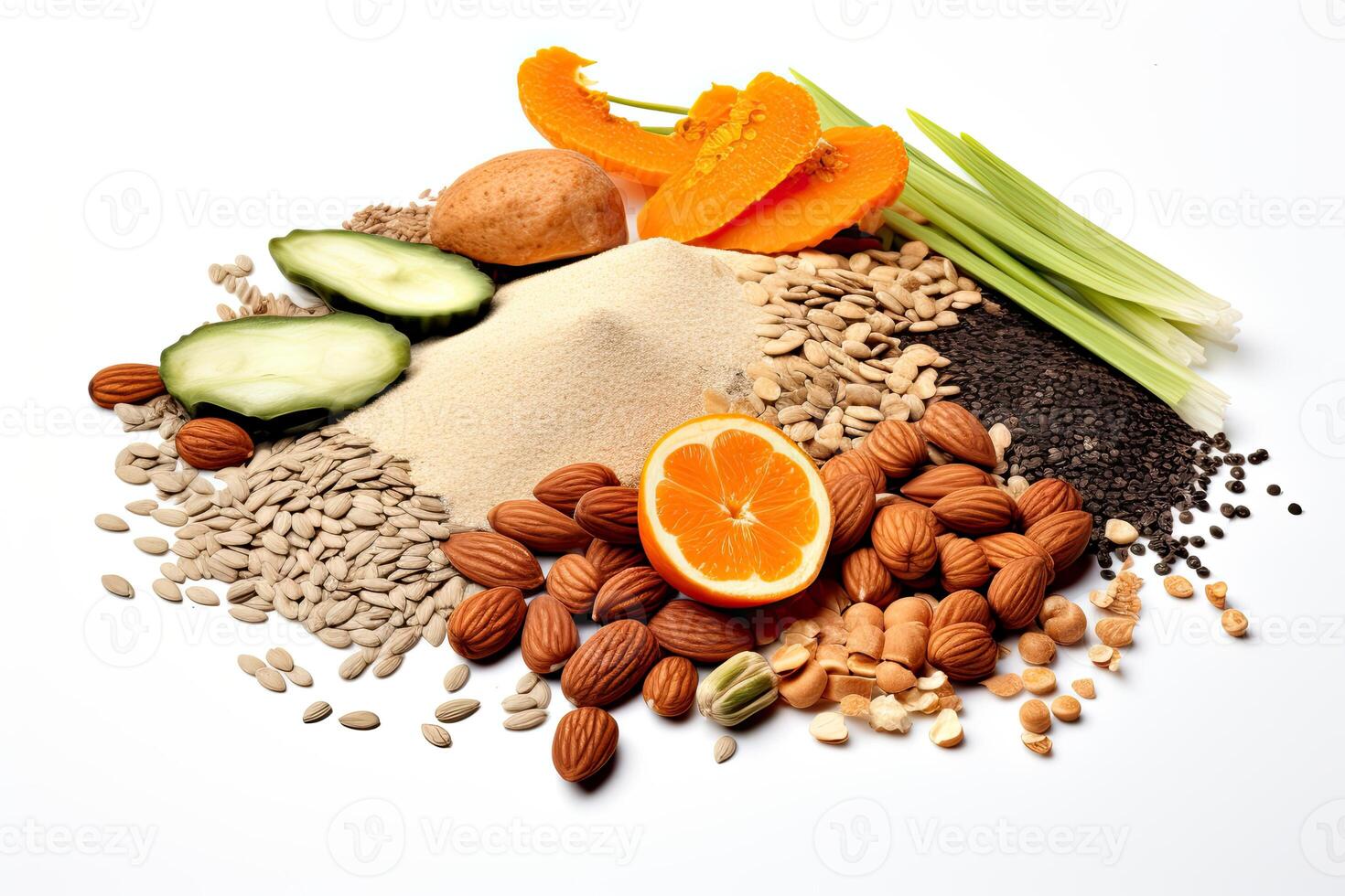 AI generated seeds and fiber food mix close up photo