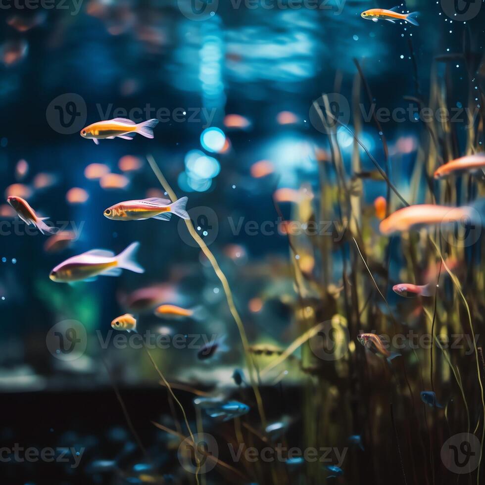 AI generated a group of fish swimming in an aquarium photo