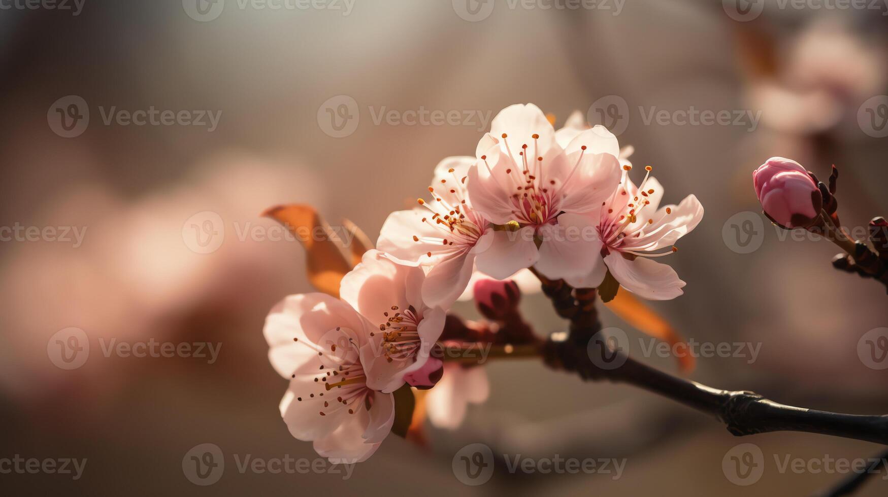 ai generado un rama de un árbol con sakura flores foto