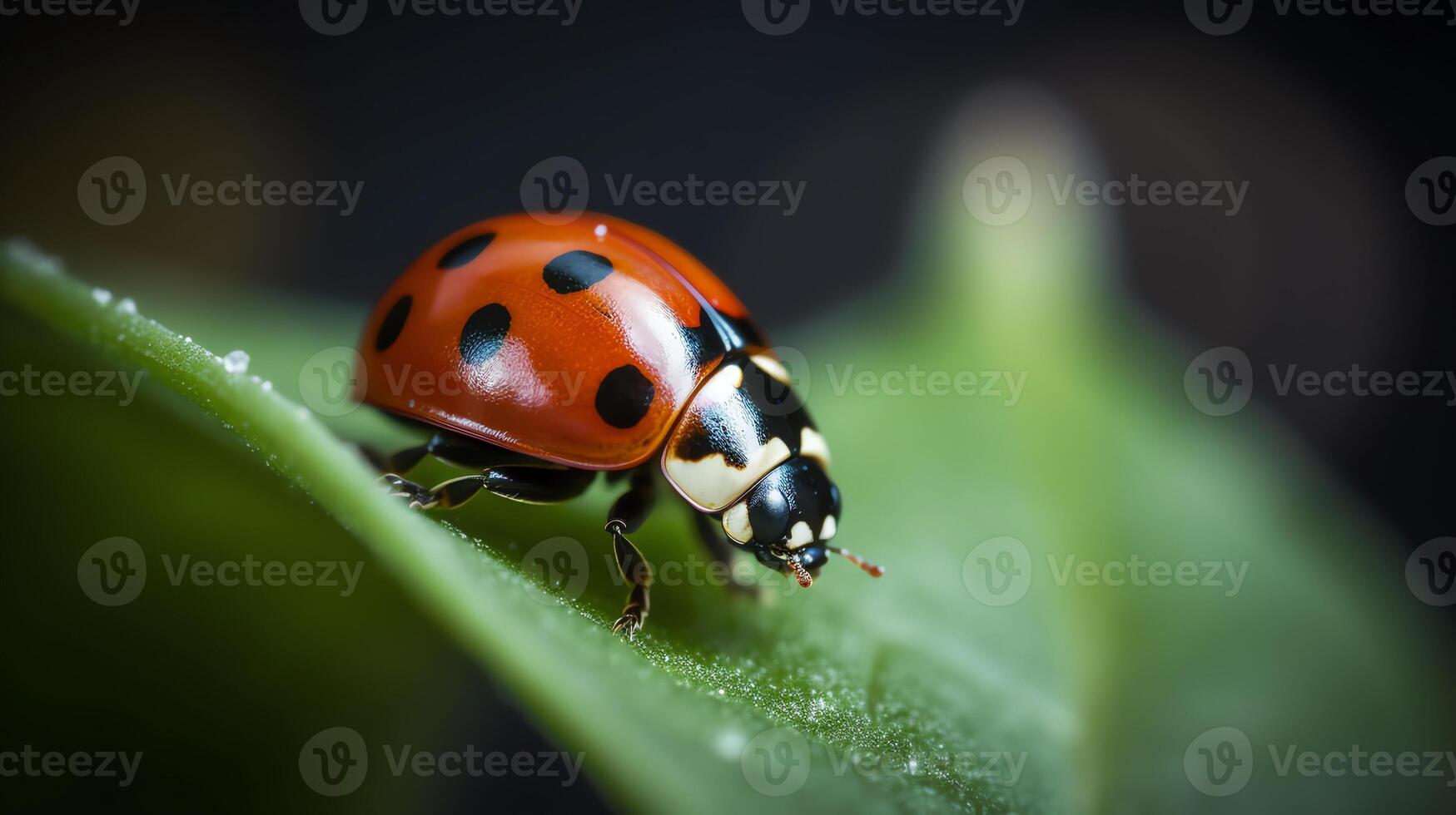 AI generated a lady bug sitting on top of a green plant photo