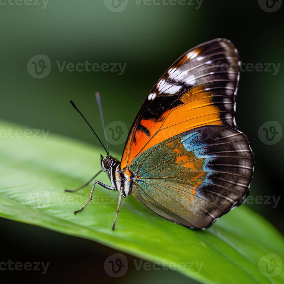 AI generated a close up of a butterfly on a leaf photo