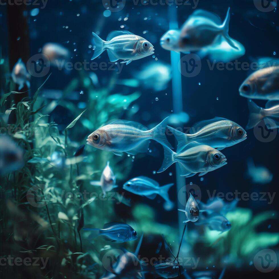 AI generated a group of fish swimming in an aquarium photo
