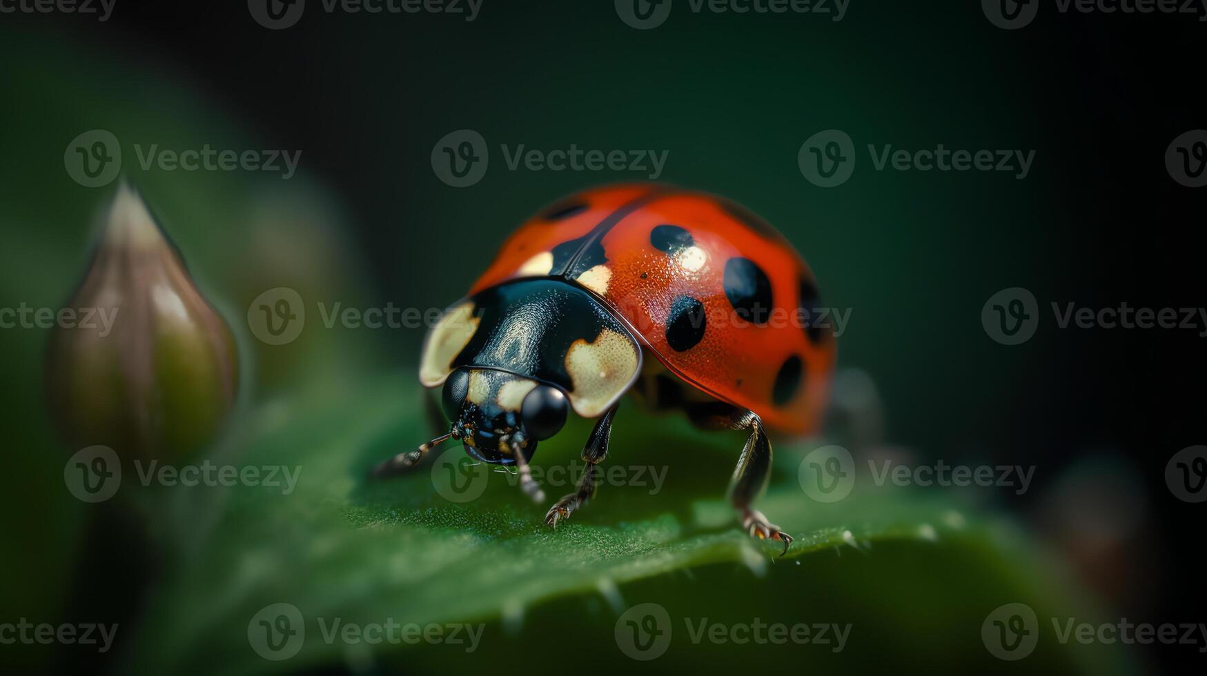 AI generated a lady bug sitting on top of a green plant photo