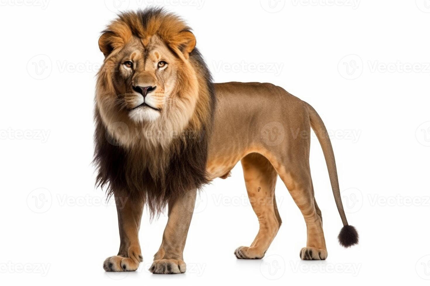 AI generated Lion isolated on a plain background photo