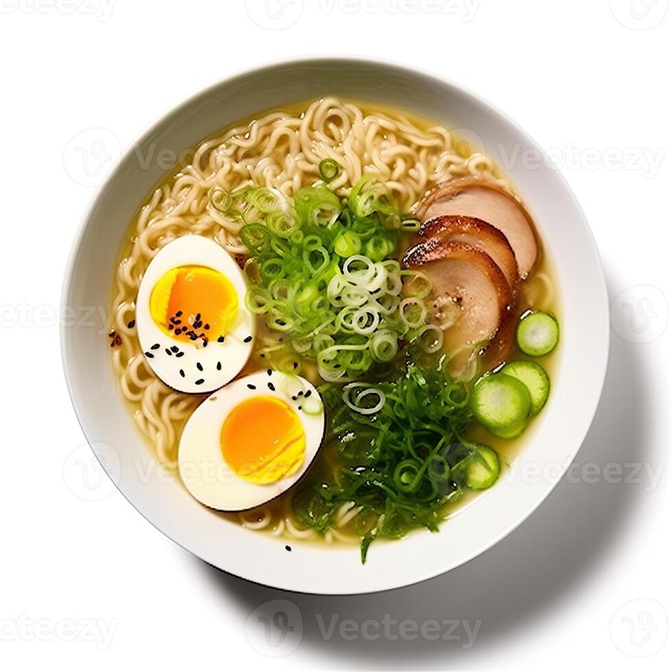 AI generated Ramen soup closeup photo