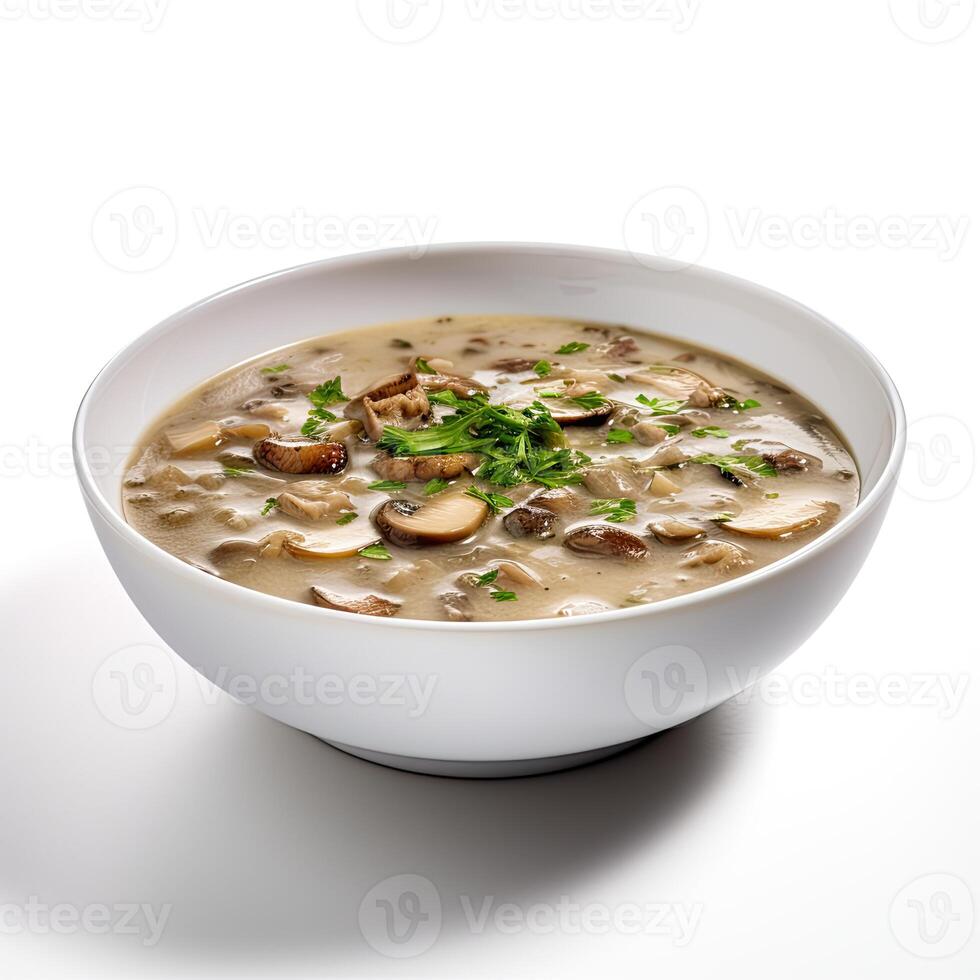 AI generated Turtle soup closeup isolated on white background photo