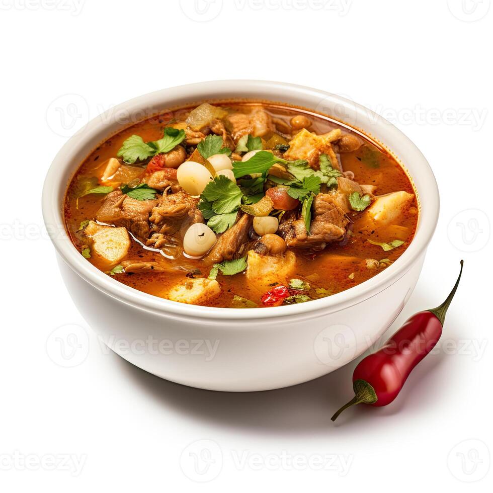 AI generated Posole soup closeup photo