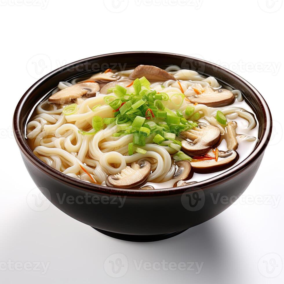 AI generated Noodle soup closeup photo