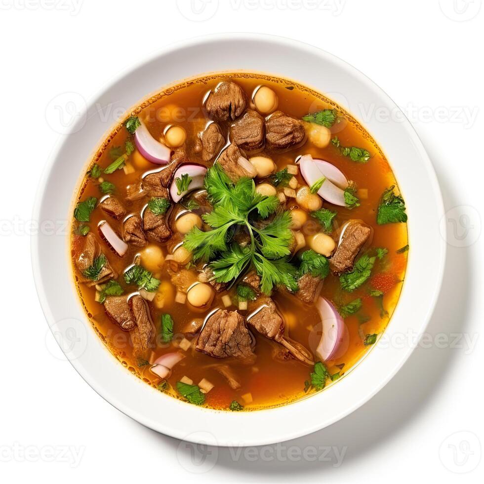 AI generated Posole soup closeup photo