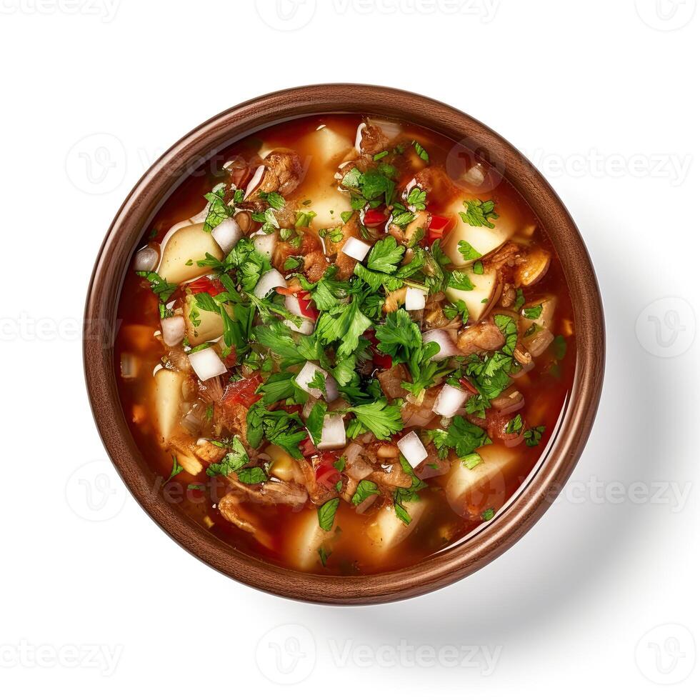 AI generated Posole soup closeup photo