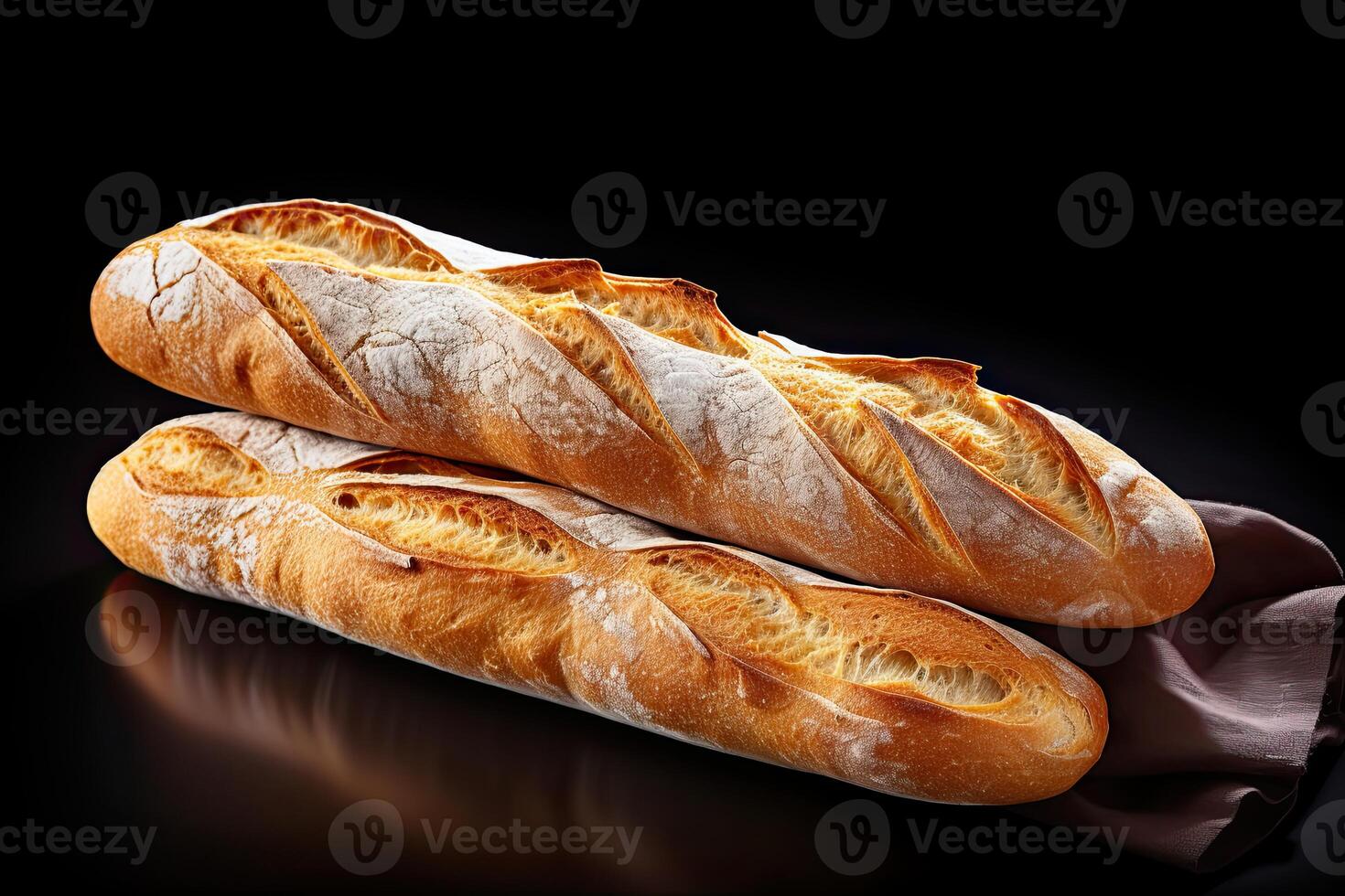 AI generated French bread close up photo