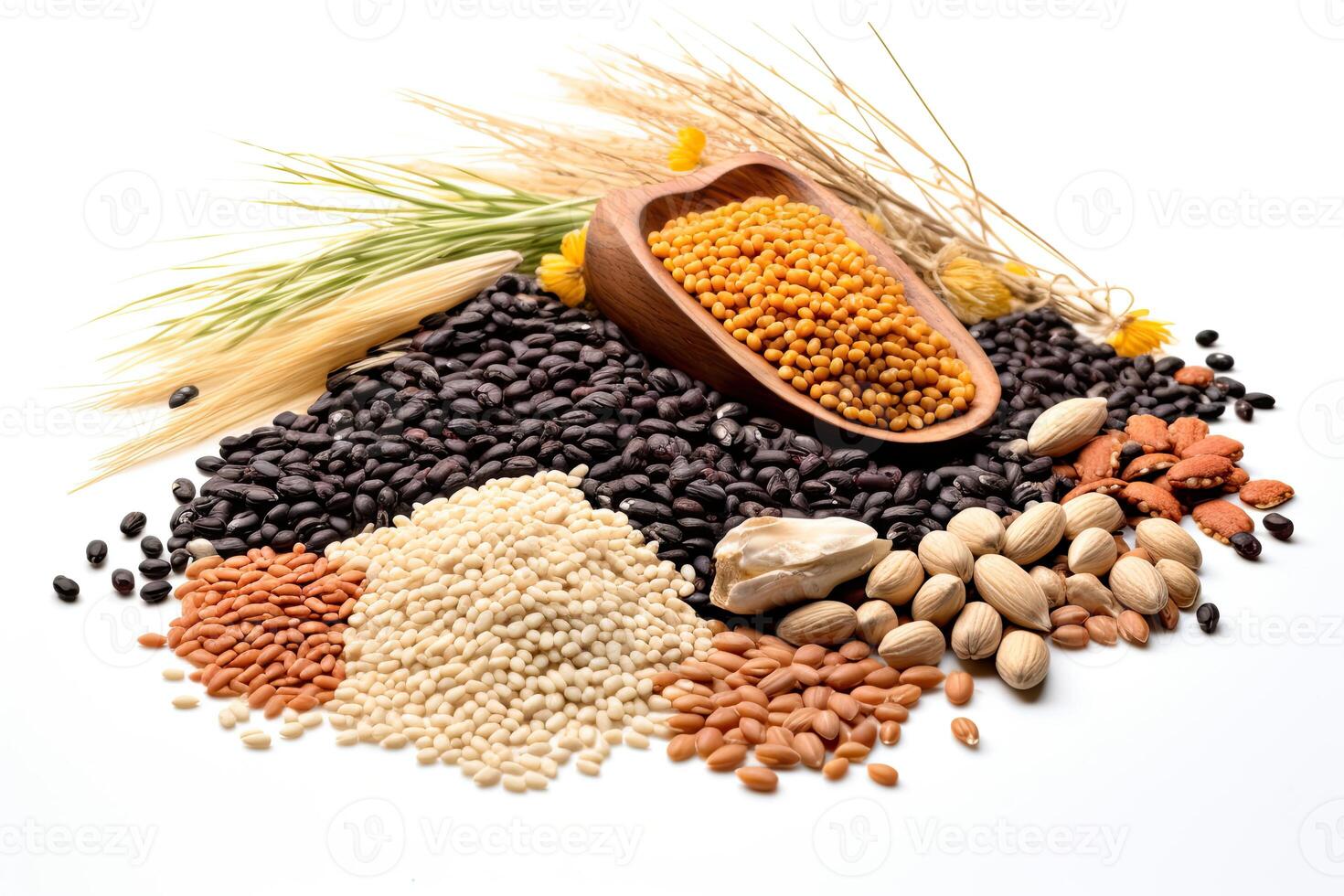 AI generated seeds and fiber food mix close up photo