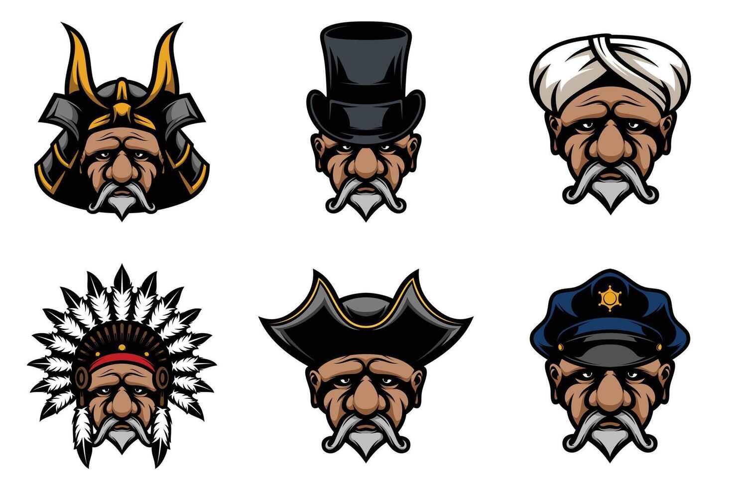 Old Man Mascot Bundle vector