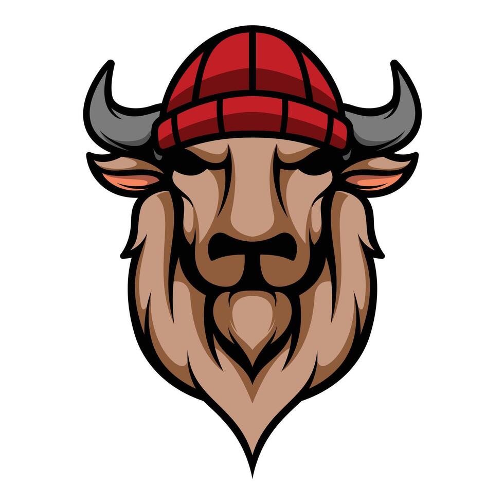 búfalo sombrero de Beanie mascota vector