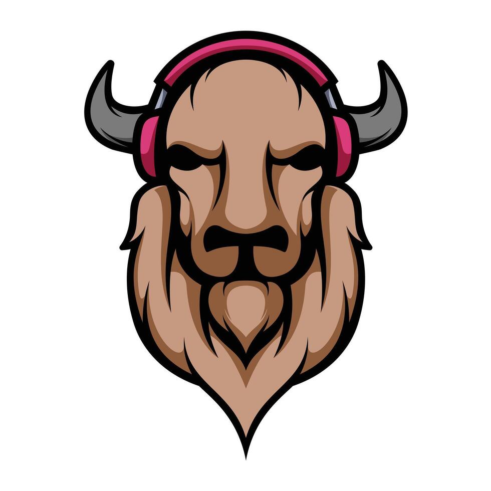 Buffalo Headphone Mascot vector