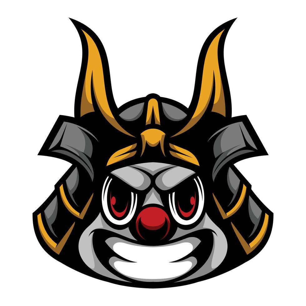 payaso samurai mascota diseño vector