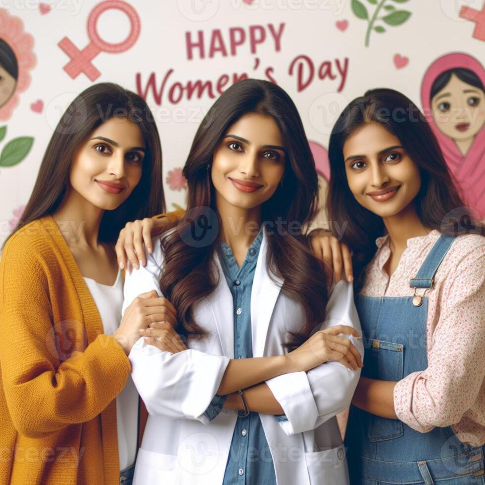 AI generated Indian Woman from Different Profession Posing for Women's Day Celebration Photoshoot photo