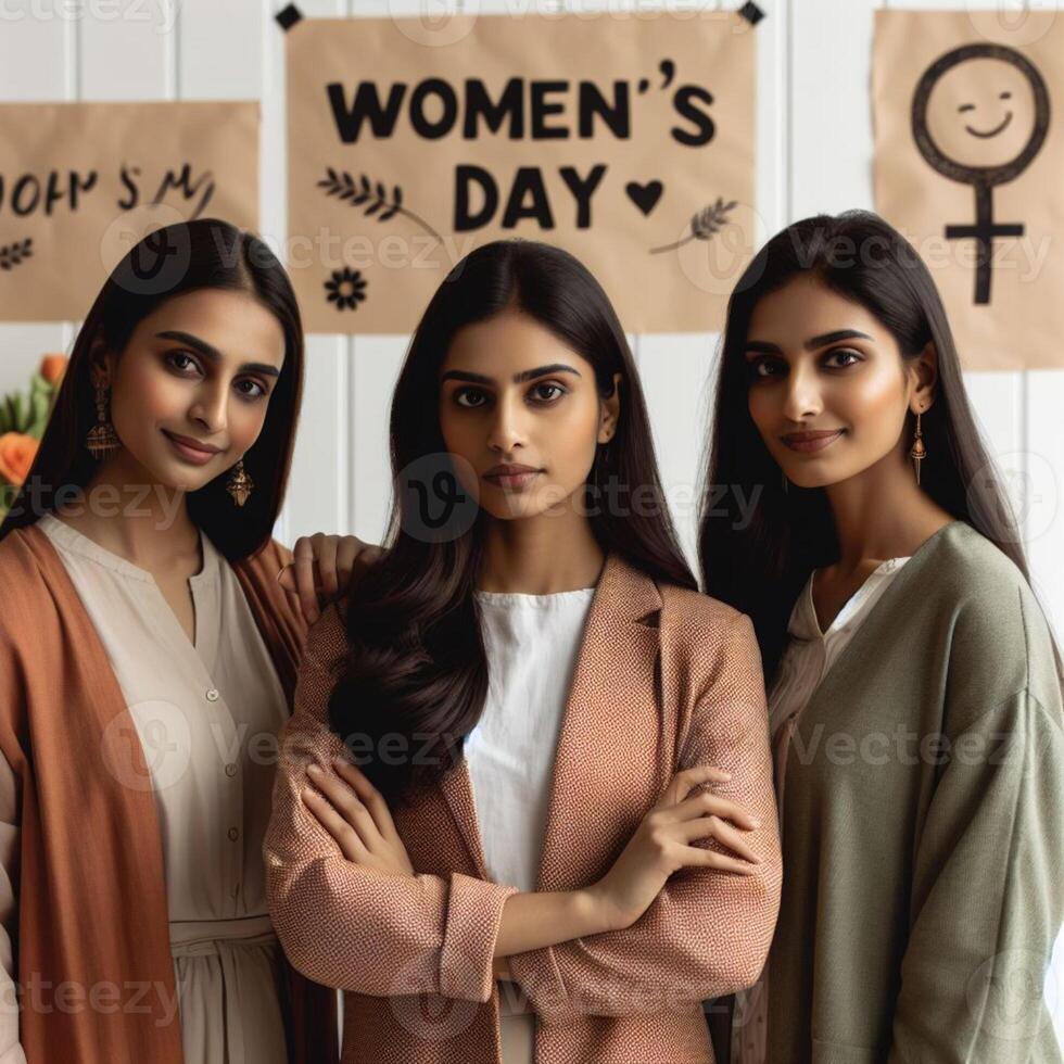 AI generated Indian Woman from Different Profession Posing for Women's Day Celebration Photoshoot photo