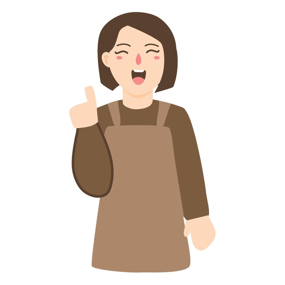 cheerful woman in an apron illustration vector