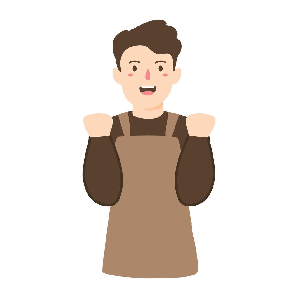 small business owner standing with hand rise up vector