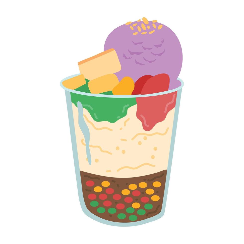 Halo Halo with ube topping philippines dessert vector