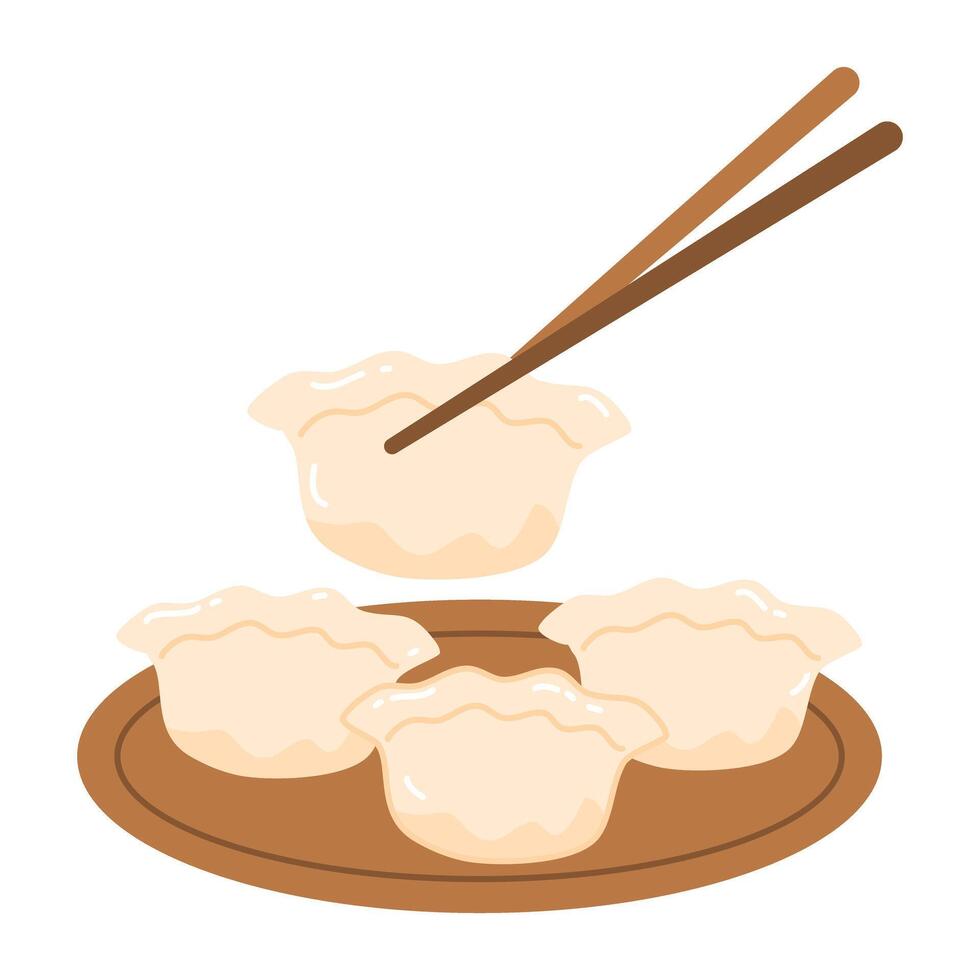 Gyoza Chinese Dumplings, Fried Vegetable Jiaozi, Chicken Momo Pile vector