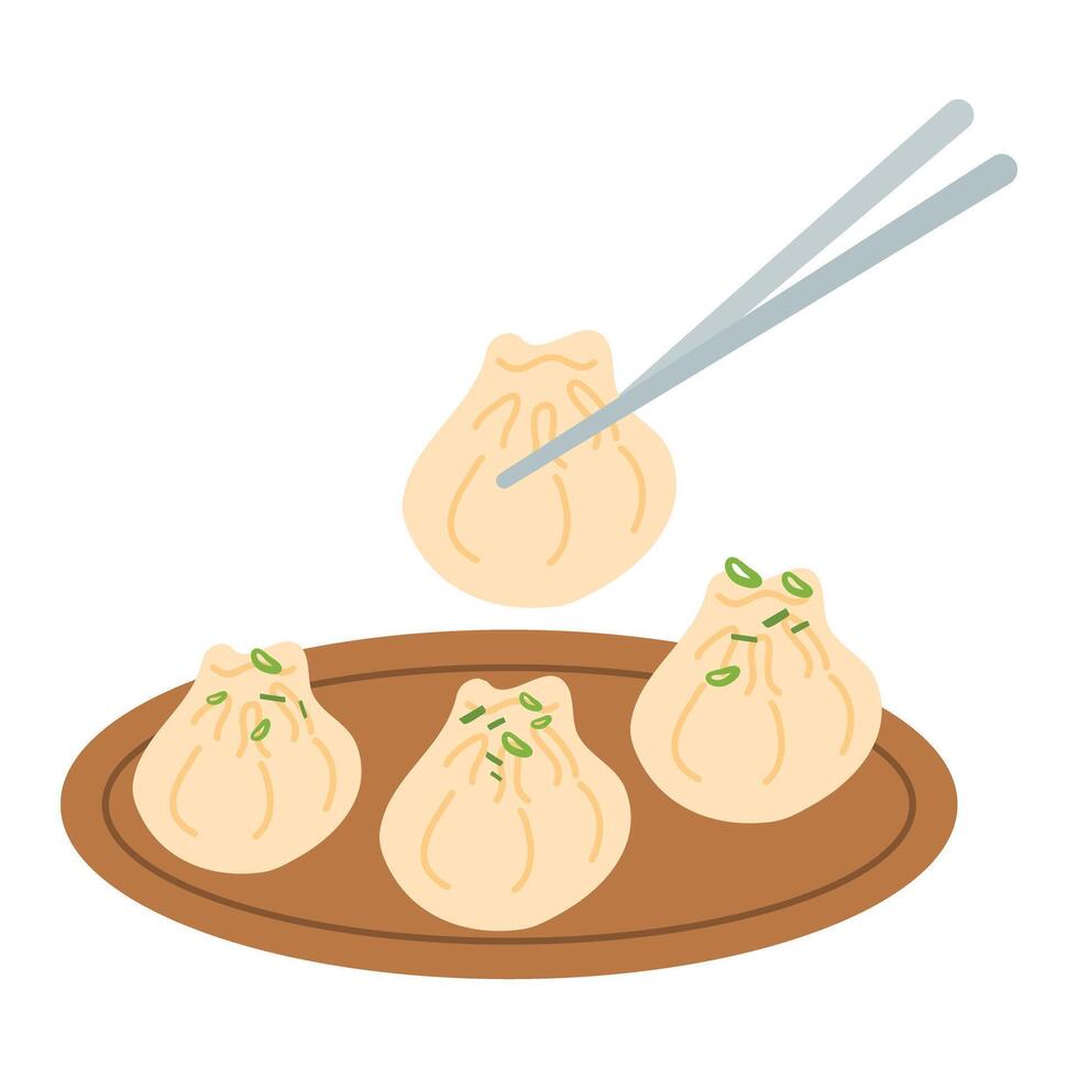 Delicious Baozi, Chinese Steamed Meat Bun vector