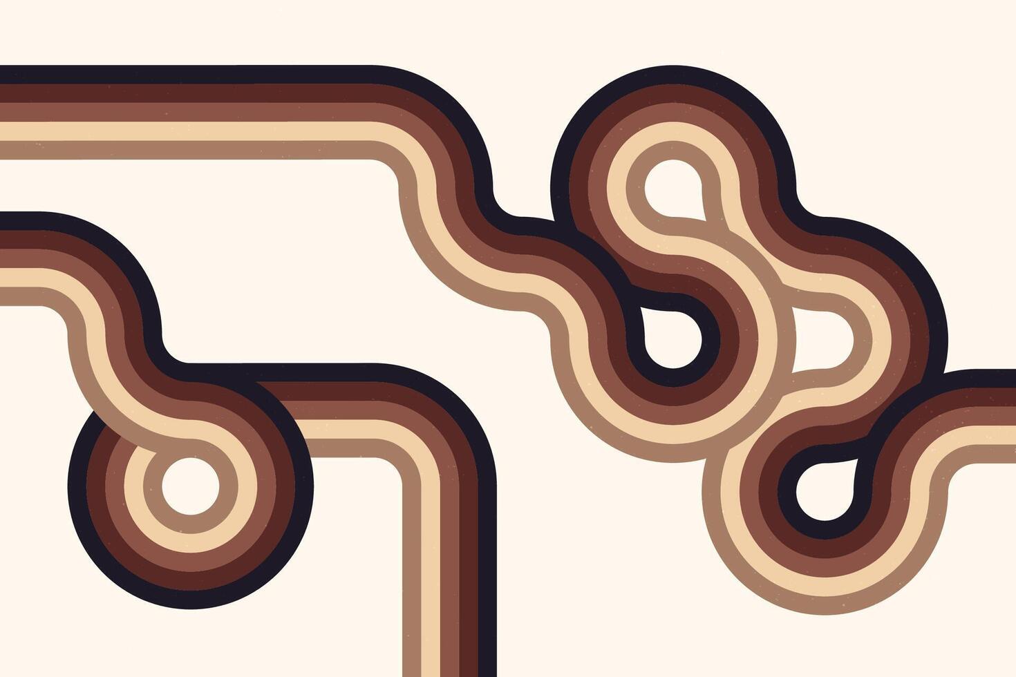 Retro curved lines and geometric shapes vintage vector background