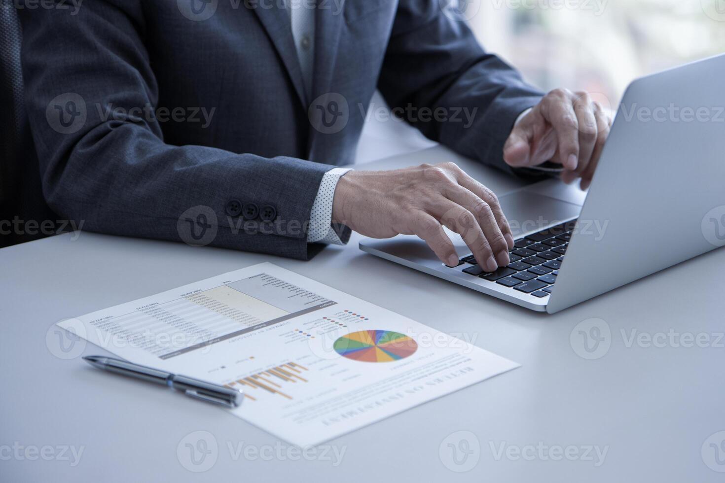 Reviewing business information and a return on investment photo