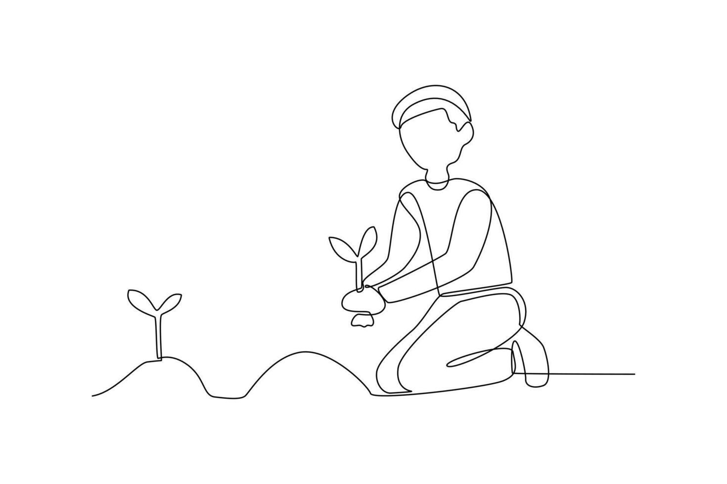 One continuous line drawing of Farmer activity. Agricultural concept. Doodle vector illustration in simple linear style.