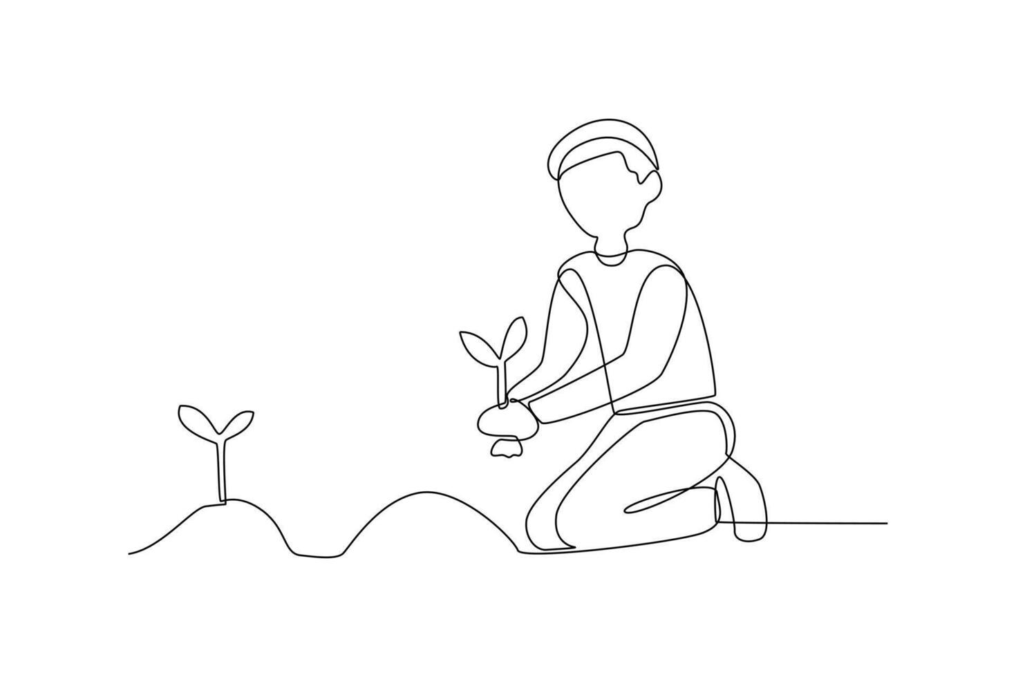 One continuous line drawing of Farmer activity. Agricultural concept. Doodle vector illustration in simple linear style.