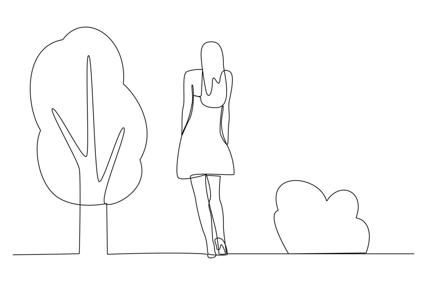 One continuous line drawing of People walking, playing, riding bicycle at city park. Activities outdoors concept. Doodle vector illustration in simple linear style.