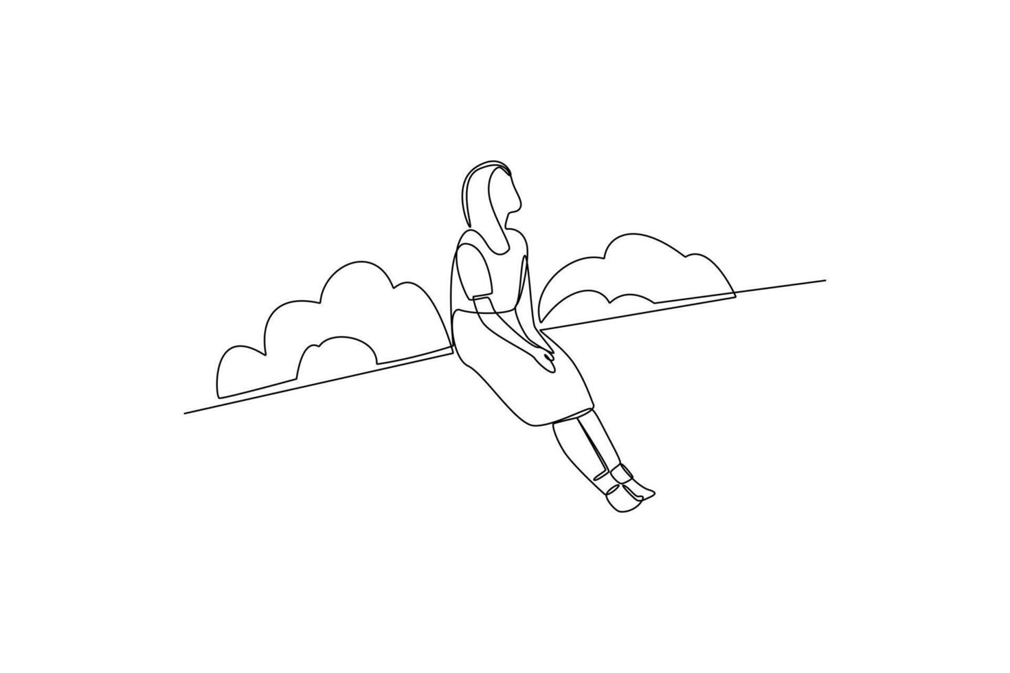 One continuous line drawing of People walking, playing, riding bicycle at city park. Activities outdoors concept. Doodle vector illustration in simple linear style.