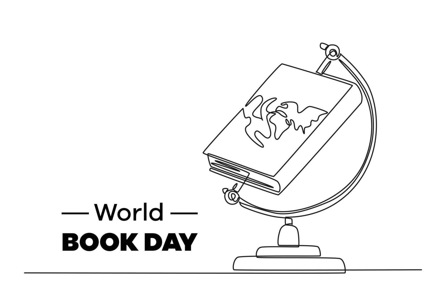 One continuous line drawing of world book day concept. Doodle vector illustration in simple linear style.