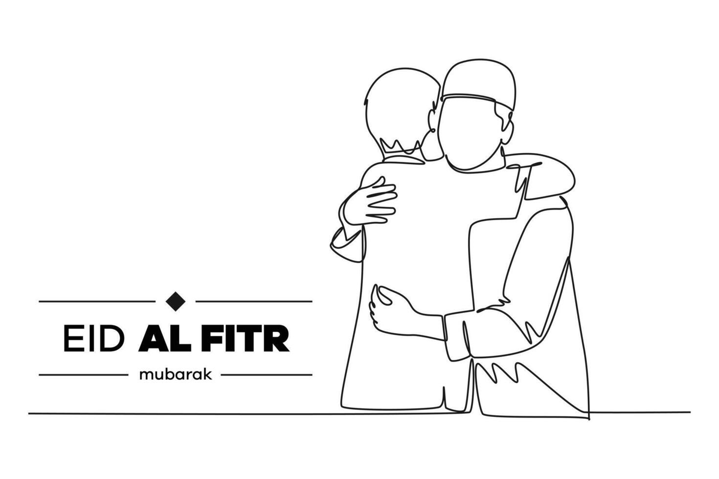 Continuous one line drawing Eid al-Fitr concept. Doodle vector illustration.