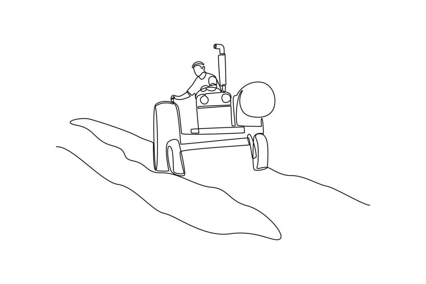 One continuous line drawing of Farmer activity. Agricultural concept. Doodle vector illustration in simple linear style.