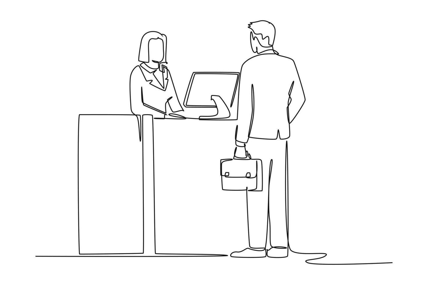 Continuous one line drawing Bank and Finance concept. Doodle vector illustration.