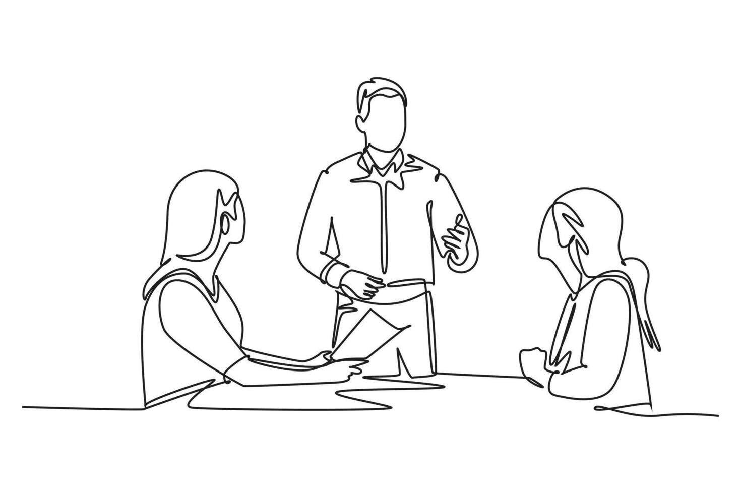One continuous line drawing of workshop concept. Doodle vector illustration in simple linear style.