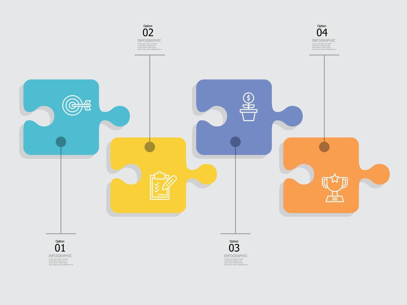 jigsaw puzzle horizontal steps timeline infographic vector