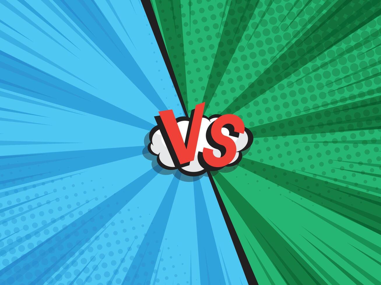 abstract comic book, pop art vs, versus, duel fight cartoon  with speech bubble halftone dotted vector