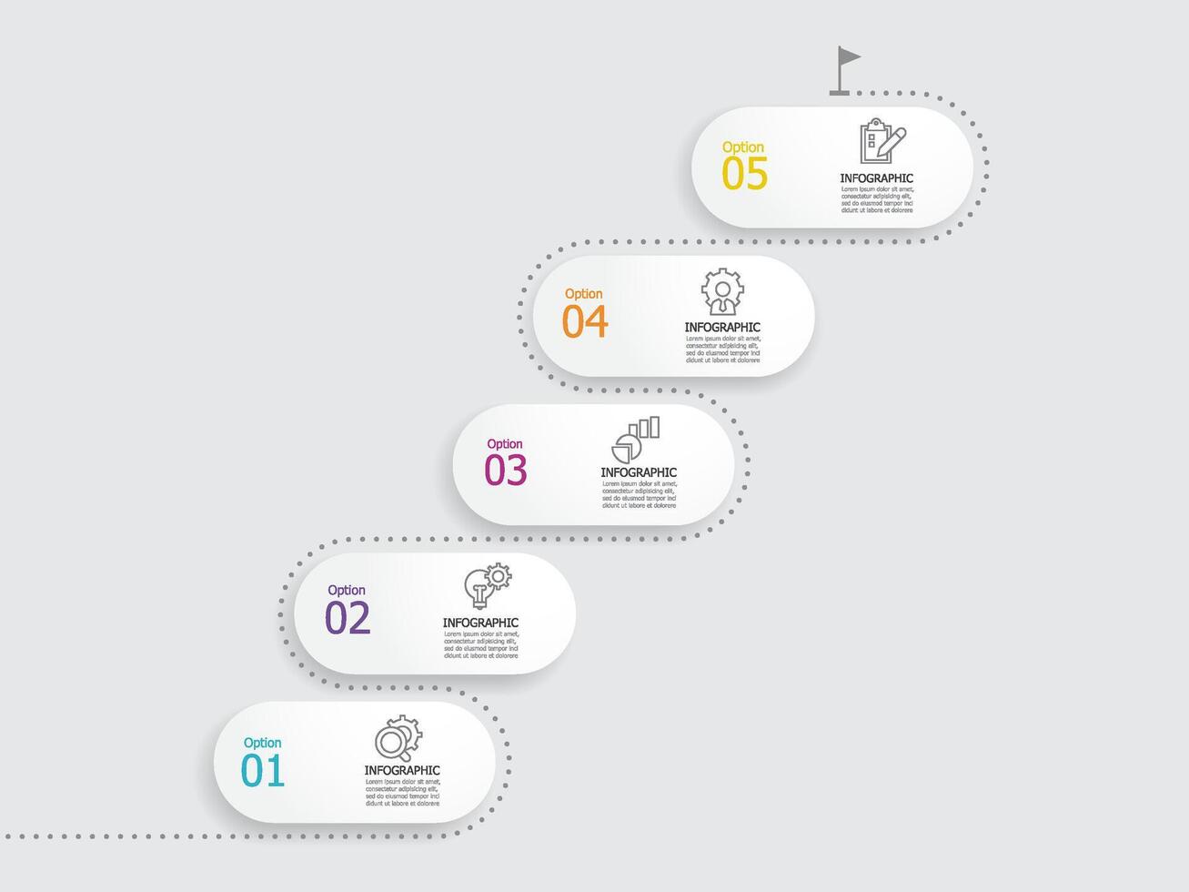 resumen redondo cuadrado pasos cronograma infografía elemento reporte antecedentes con negocio línea icono 5 5 pasos vector