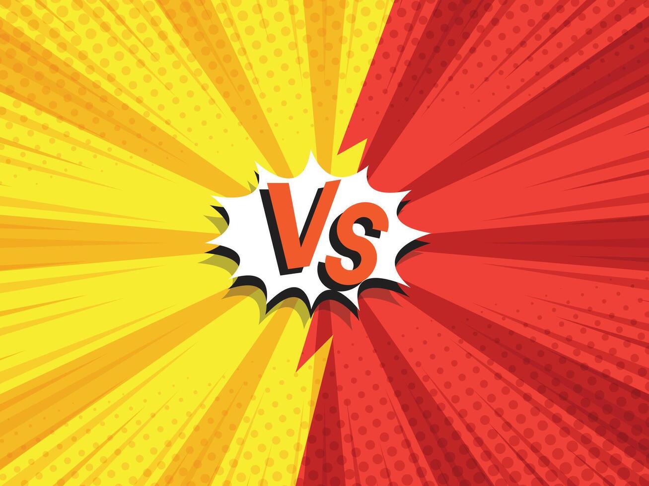 abstract comic book, pop art vs, versus, duel fight cartoon  with speech bubble halftone dotted vector