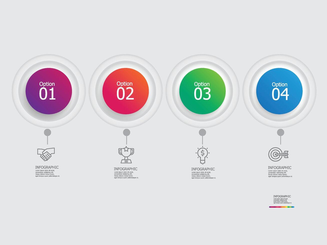 horozontal timeline infographic element report background with business line icon 4 steps vector