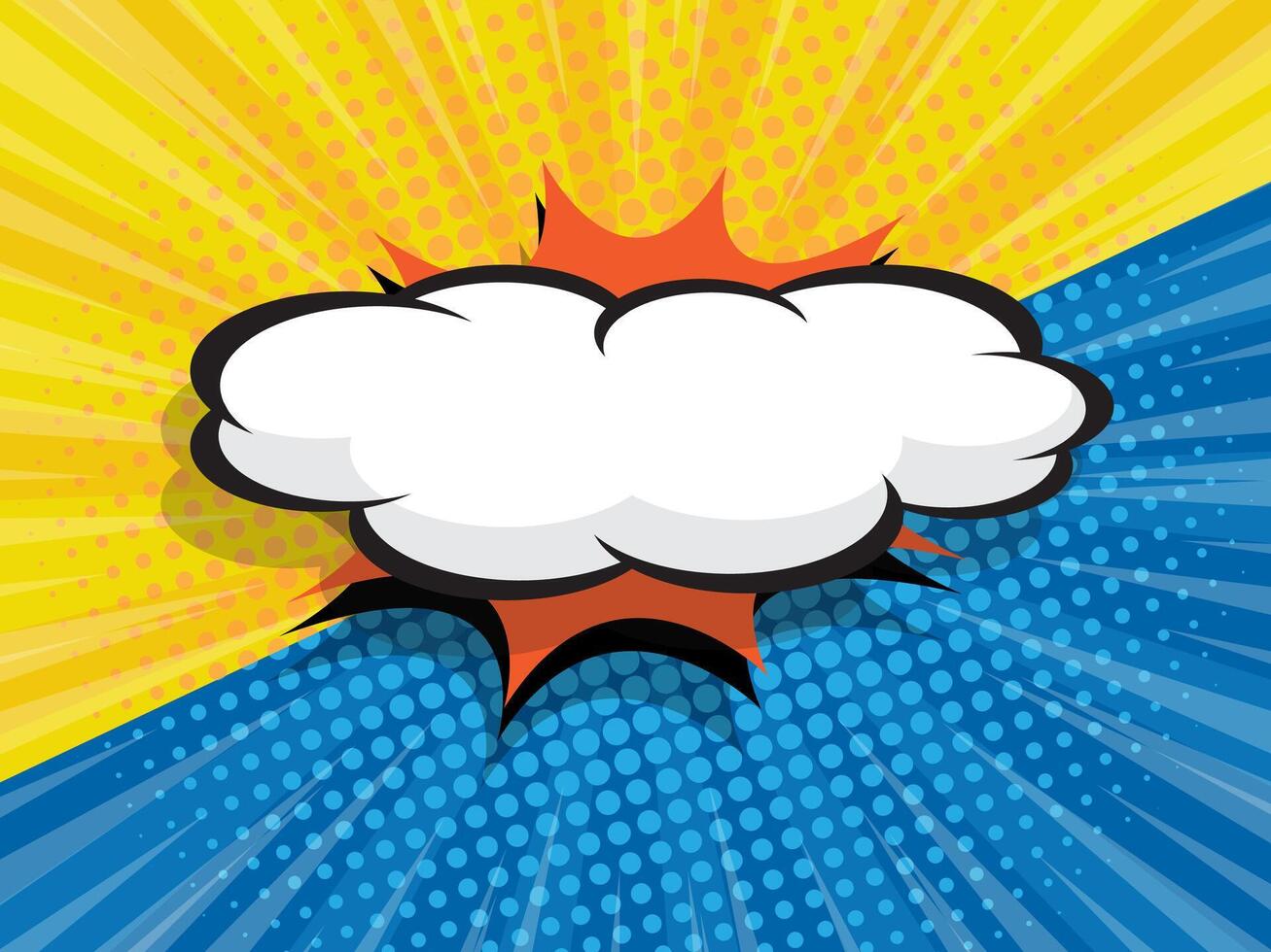 abstract comic book, pop art cartoon with blank speech bubble halftone dotted background vector