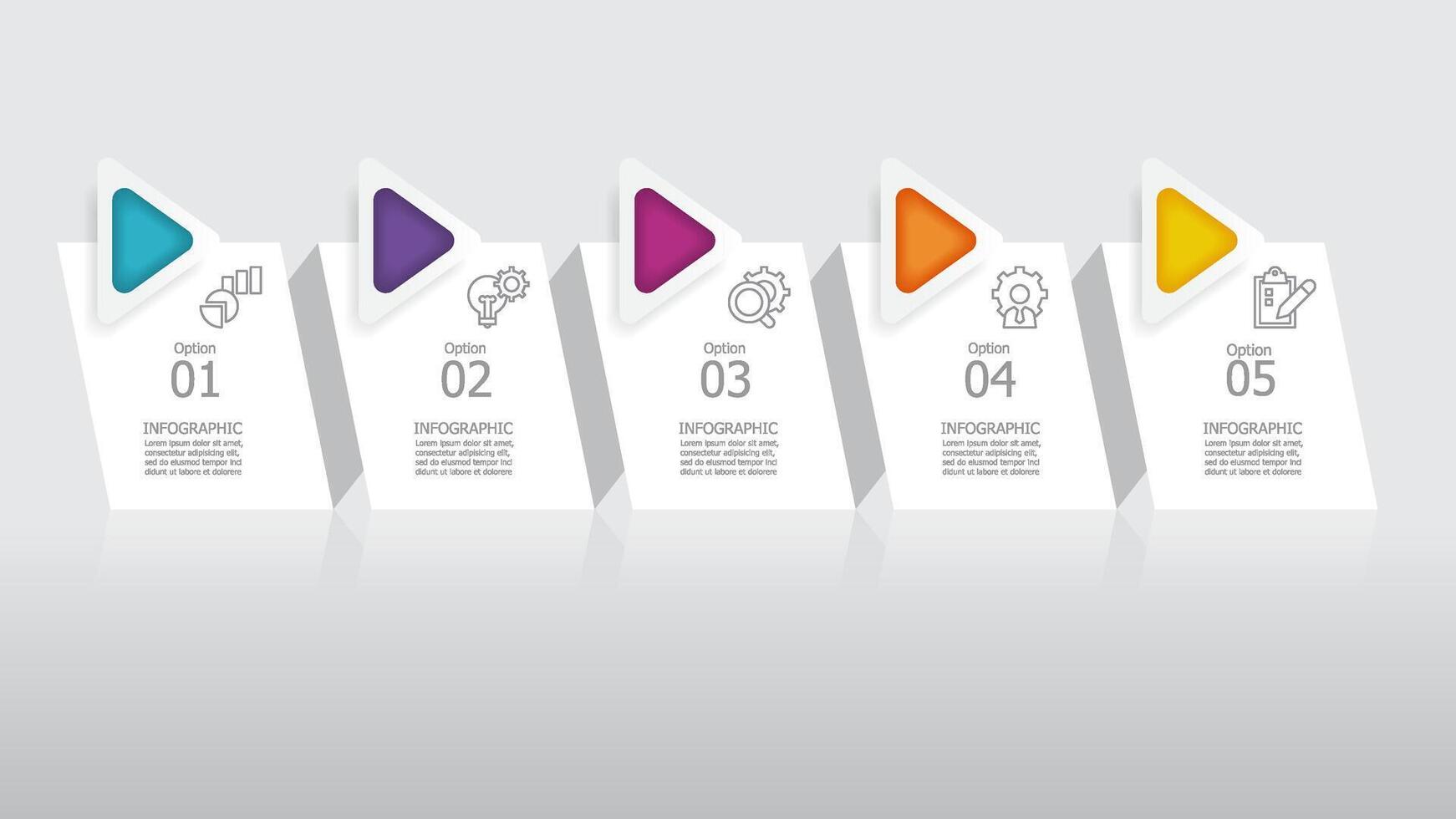 horizontal steps timeline infographic element report background with business line icon 5 steps vector